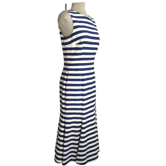 *New*DOLCE & GABBANA Striped Blue & White Open Black Flare Dress Italian Size 44 - Picture 10 of 17
